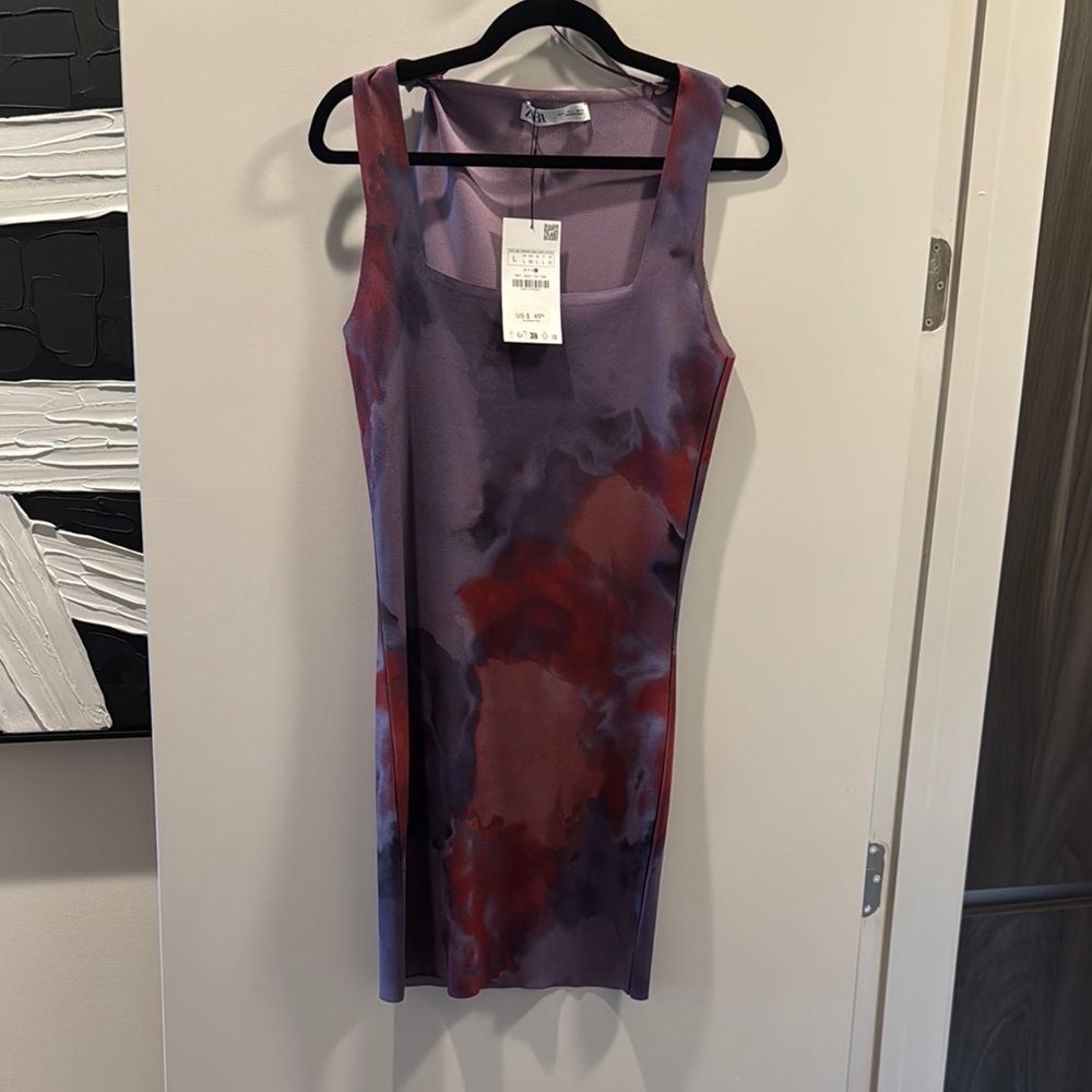 Zara Purple and Red Sheath Mini Dress for Night Out